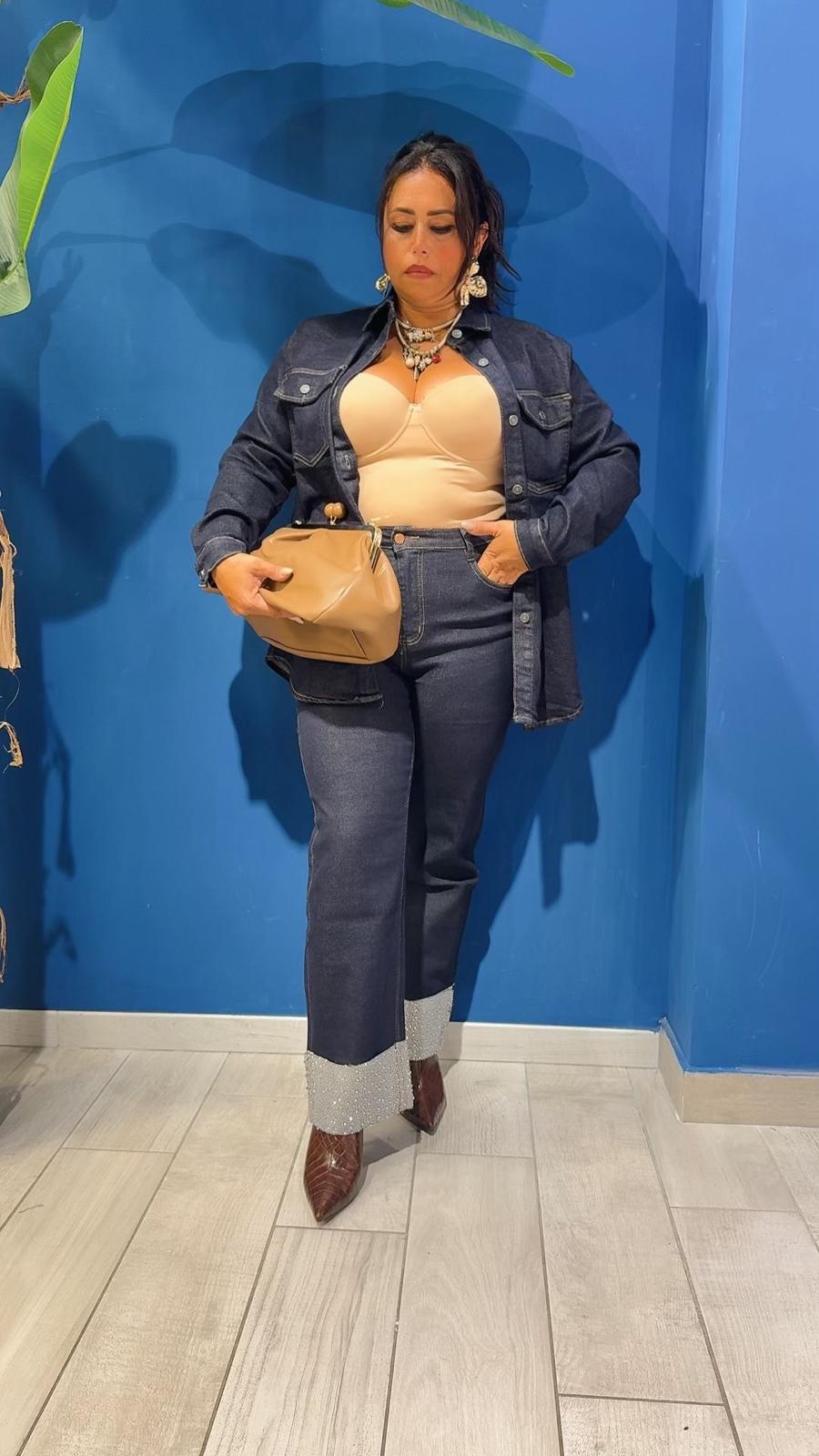 JEANS CON PIEGONE SHINE CURVY 6958-D