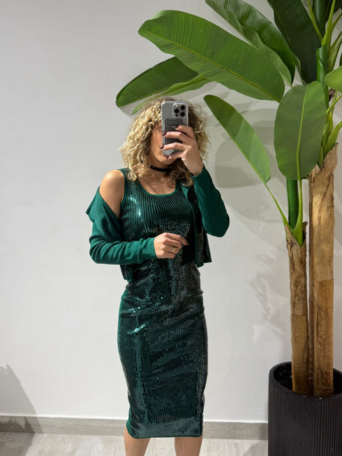 VESTITO CON GOLFINO E PAILLETTES
