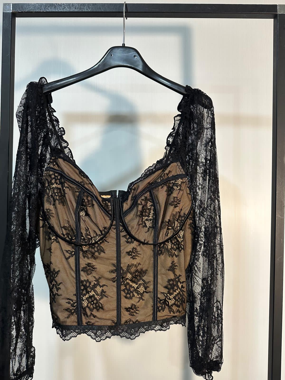 CORSETTO MANICA LUNGA MERLETTATO CURVY