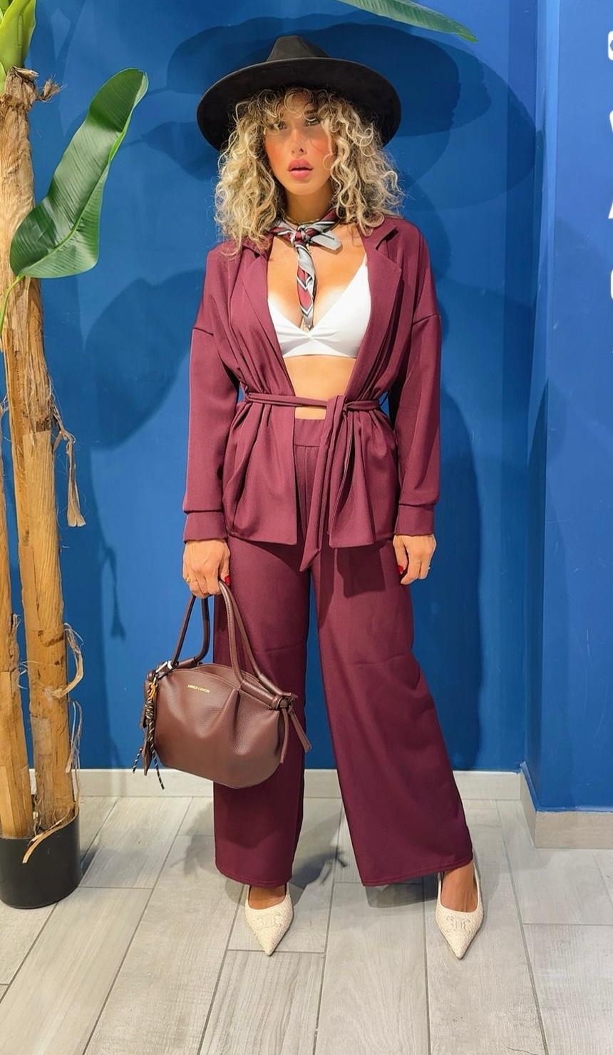 COORDINATO GIACCA CON FIOCCO E PANTALONE PALAZZO