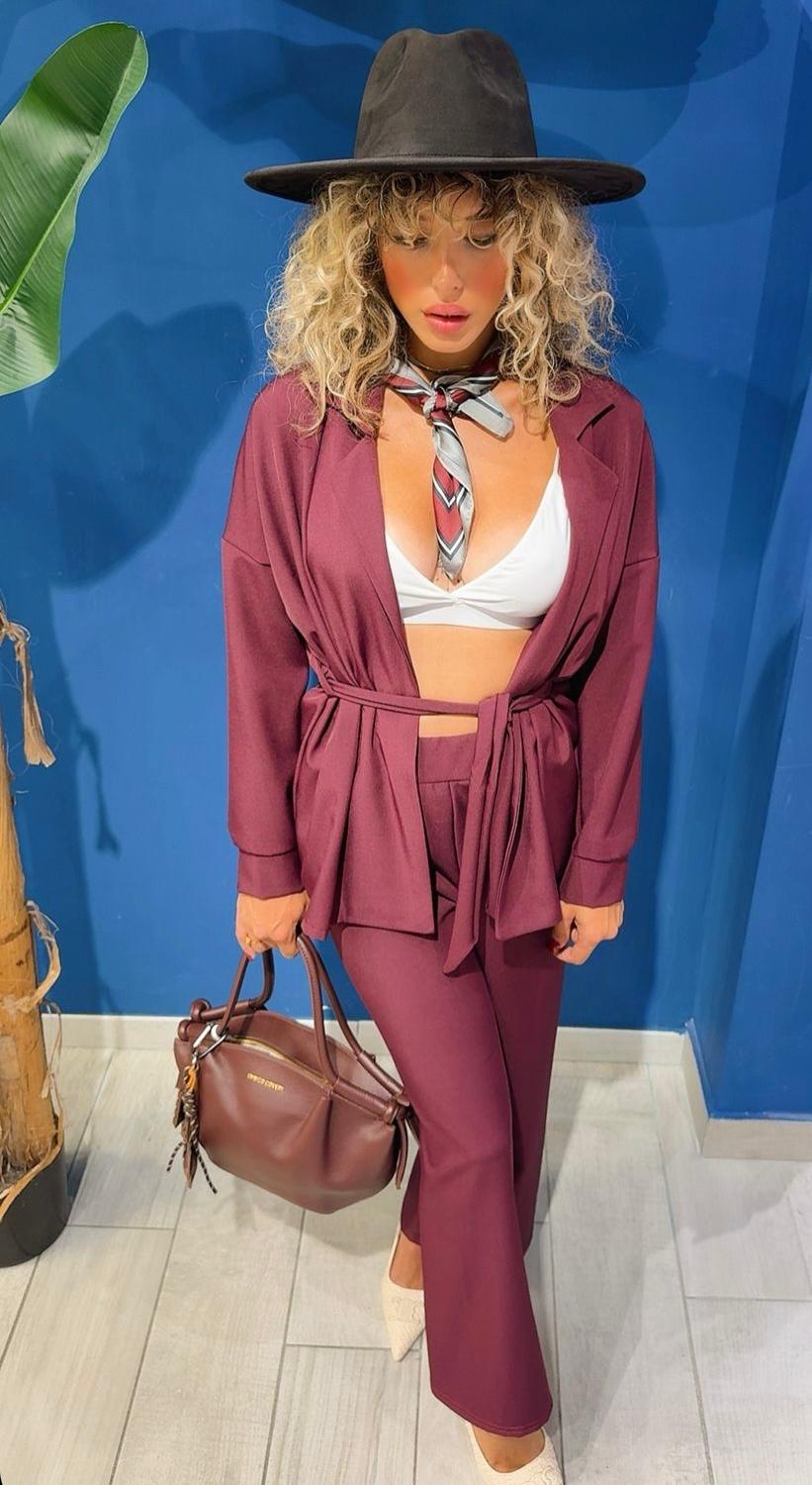 COORDINATO GIACCA CON FIOCCO E PANTALONE PALAZZO