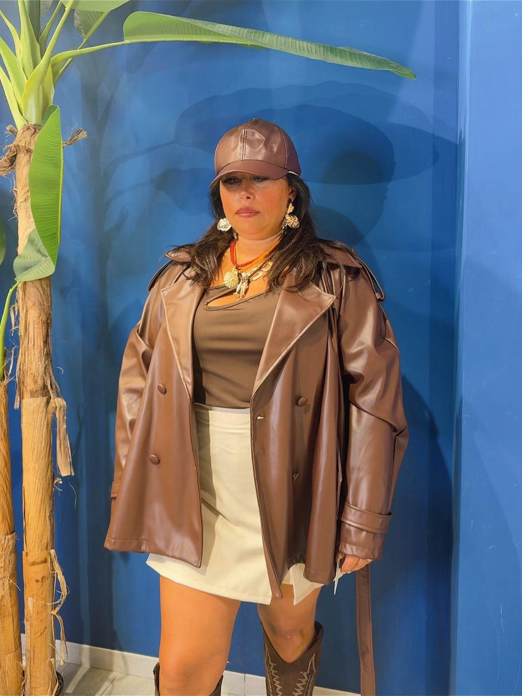 TRENCH IN ECOPELLE CORTO CURVY