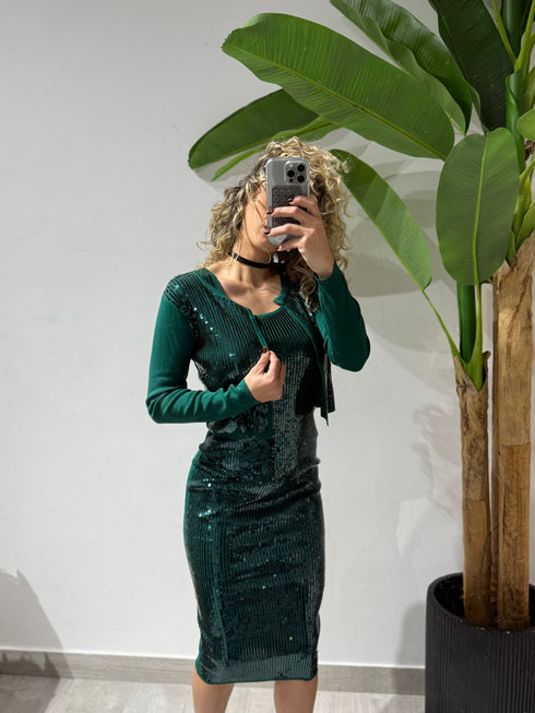 VESTITO CON GOLFINO E PAILLETTES