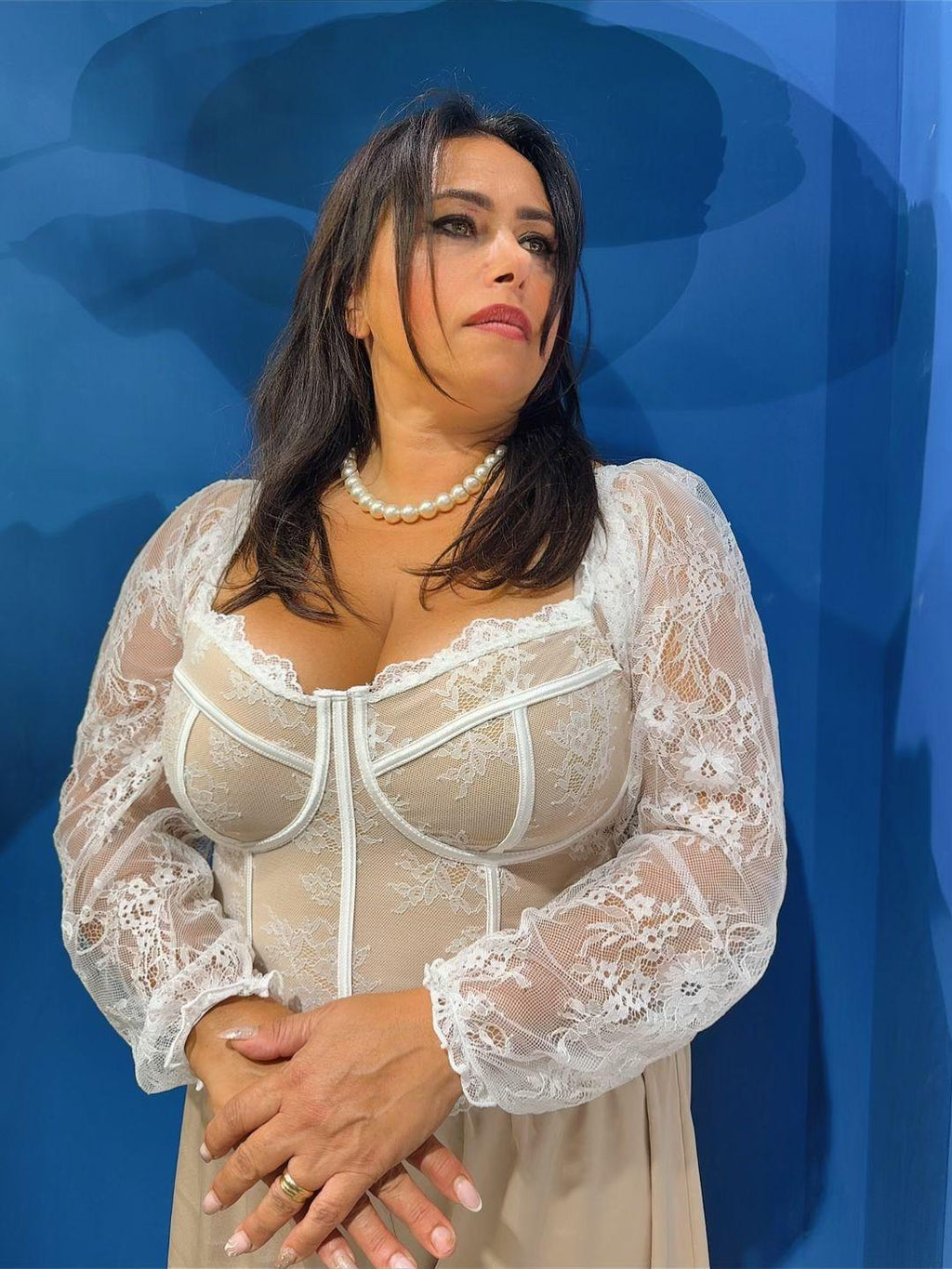 CORSETTO MANICA LUNGA MERLETTATO CURVY