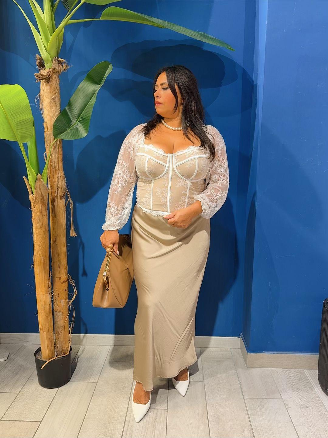 CORSETTO MANICA LUNGA MERLETTATO CURVY
